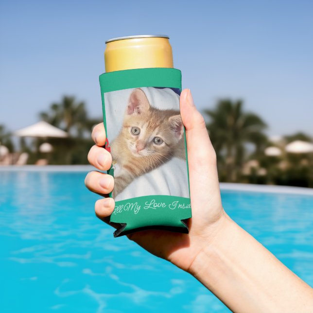 Kitten Orange Photo Text Customize Seltzer Can Cooler (In Situ Pool)