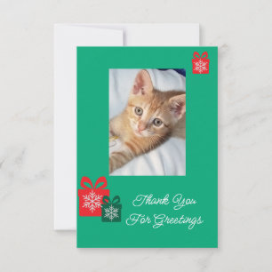 Kitten Orange Photo Text Customize Thank You Card