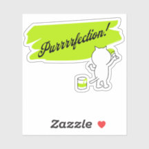 Kitten painting "Purrrrfection!" on the wall.