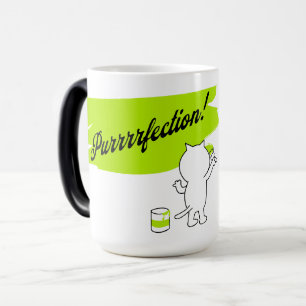 Kitten painting "Purrrrfection!" on the wall. Magic Mug