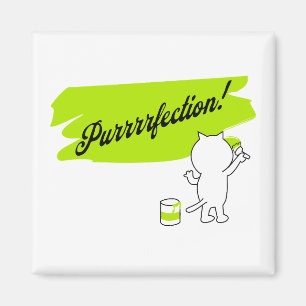Kitten painting "Purrrrfection!" on the wall. Magnet