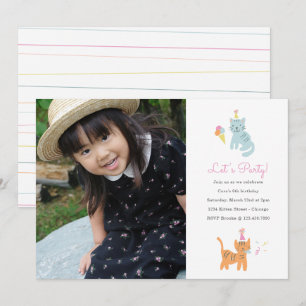 Kitten Party Birthday Photo Invite