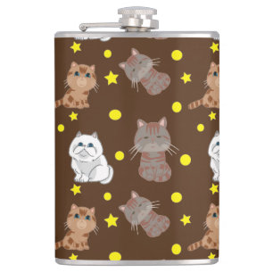 kitten pattern hip flask