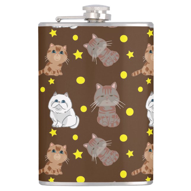 kitten pattern hip flask (Front)