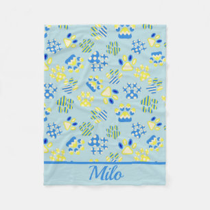 Kitten Paws Blue Personalized Fleece Blanket
