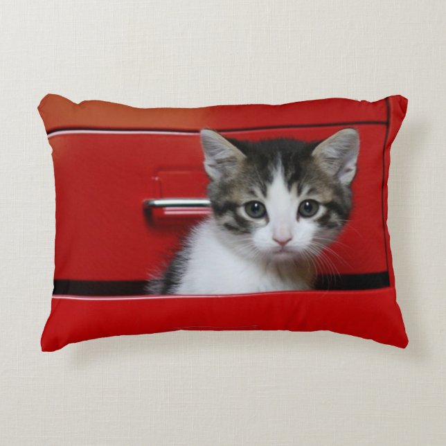 Kitten Peeking Decorative Pillow (Front)