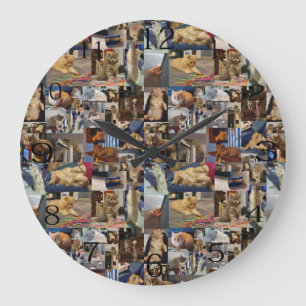 Kitten Photo Collage, Large Clock
