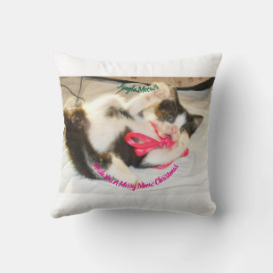 Kitten Photo Text Jingle Meows, Customize,  Throw Pillow