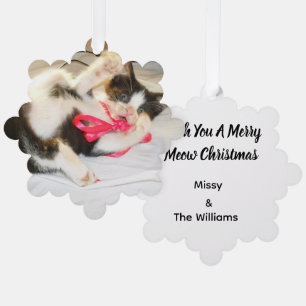 Kitten Photo Text Ornament, Snowflake, Customize,  Ornament Card