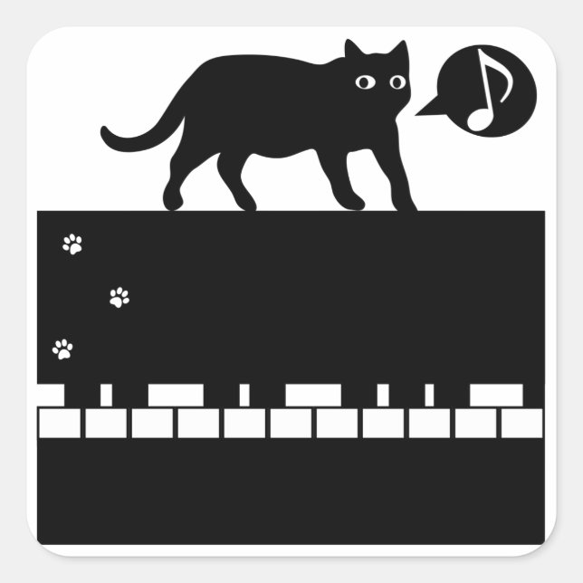 Kitten_Piano Square Sticker (Front)