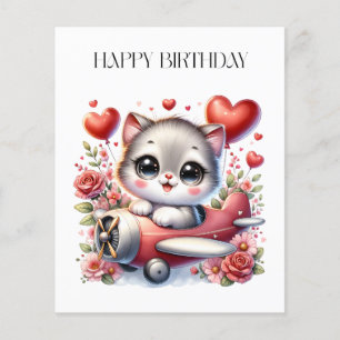Kitten Pilot Birthday Flyer
