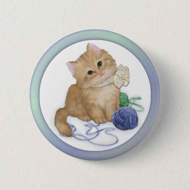 Kitten Play 2 Inch Round Button (Front)