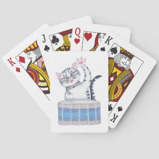 Kitten Playing a Drum Playing Cards