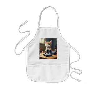 Kitten Playing Gaming Console, Kids Apron