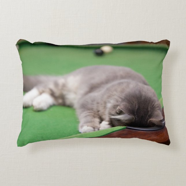 Kitten Playing Pool Decorative Pillow (Front)