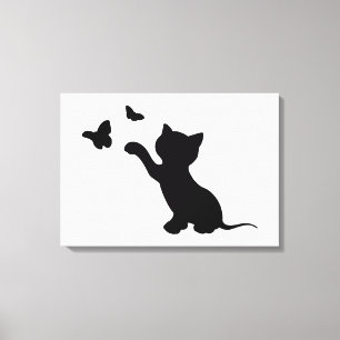 KITTEN PLAYING WITH BUTTERFLIES CANVAS PRINT