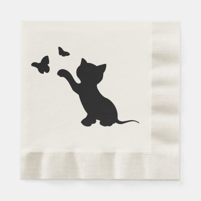 KITTEN PLAYING WITH BUTTERFLIES NAPKIN (Front)