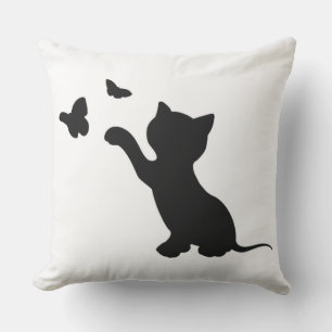 KITTEN PLAYING WITH BUTTERFLIES OUTDOOR PILLOW