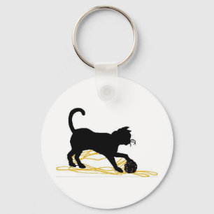 Kitten Plays With Yarn Keychain