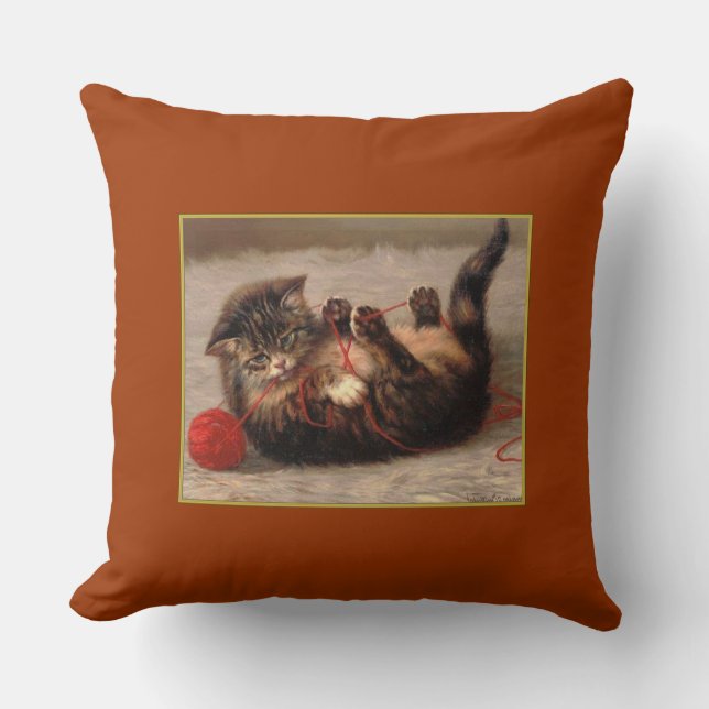 Kitten Playtime Throw Pillow (Front)
