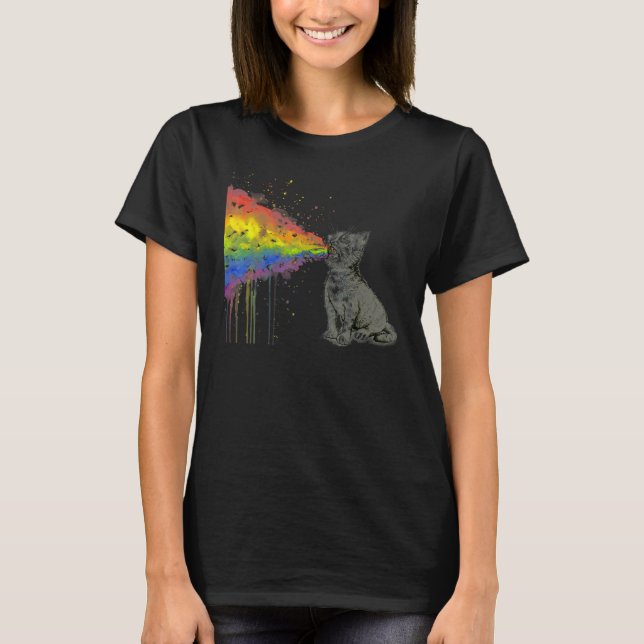 Kitten Puking Rainbows T-Shirt (Front)