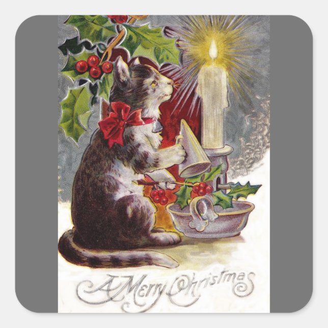 Kitten Putting Out a Candle Square Sticker (Front)