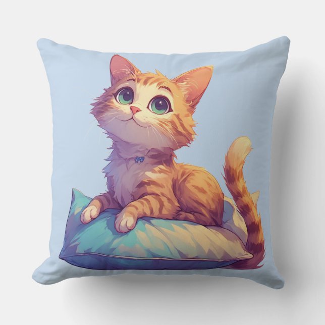 Kitten Resting On Cushion For Cat Fans 🐱 (Front)
