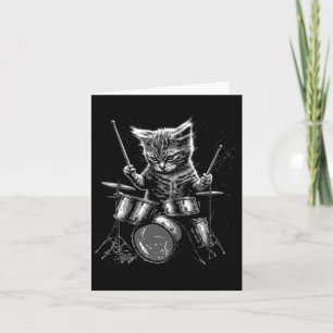 Kitten Rock Band Drummer Cat Playing Drums  Card
