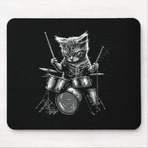 Kitten Rock Band Drummer Cat Playing Drums Mouse Pad