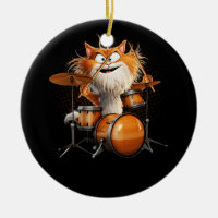 Kitten Rock Band Funny Kitty Drummer Cat Playing D