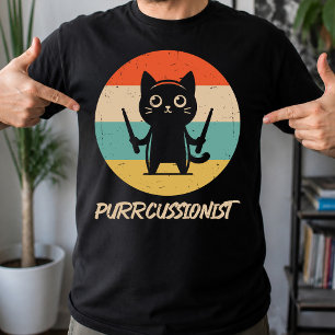 Kitten Rock Band Funny Percussionist Cat Playing  T-Shirt