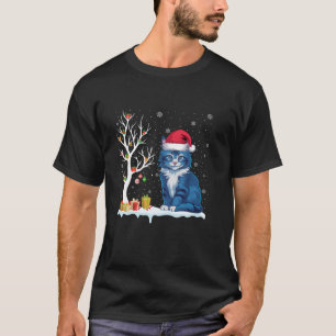 Kitten Santa Hat Festive Tree Light Christmas Paja T-Shirt