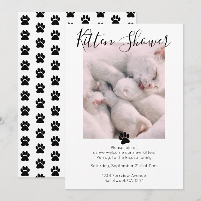Kitten Shower Cute Personalized Cat Adoption Invitation (Front/Back)