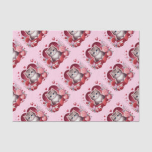 Kitten Sitting in Box With Flowers and Gifts  Tissue Paper