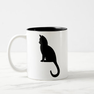 Kitten Sitting Silhouette Cat Black Two-Tone Coffee Mug