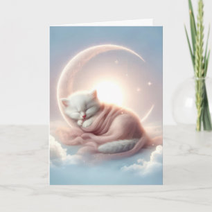 Kitten Sleeping On a Crescent Moon Card