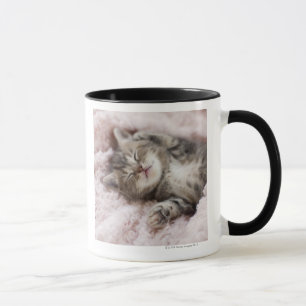 Kitten Sleeping on Towel Mug