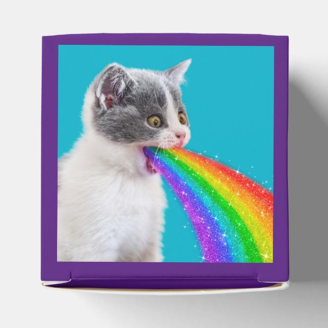 Kitten Spits Up Rainbow Favor Box (Top)
