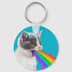 Kitten Spits Up Rainbow Keychain