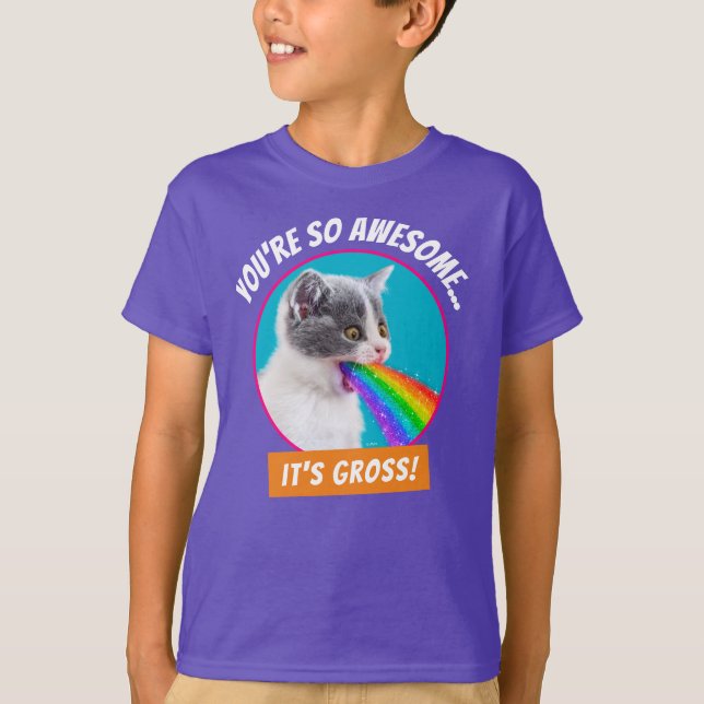 Kitten Spits Up Rainbow T-Shirt (Front)