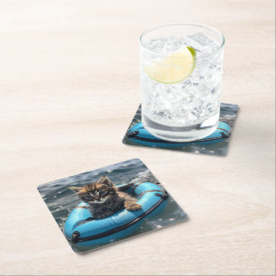 Kitten Square Paper Coaster