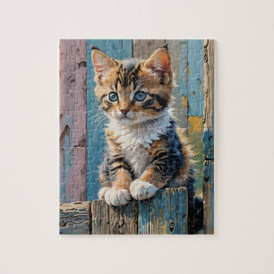 Kitten sur la clôture Jigsaw Puzzle