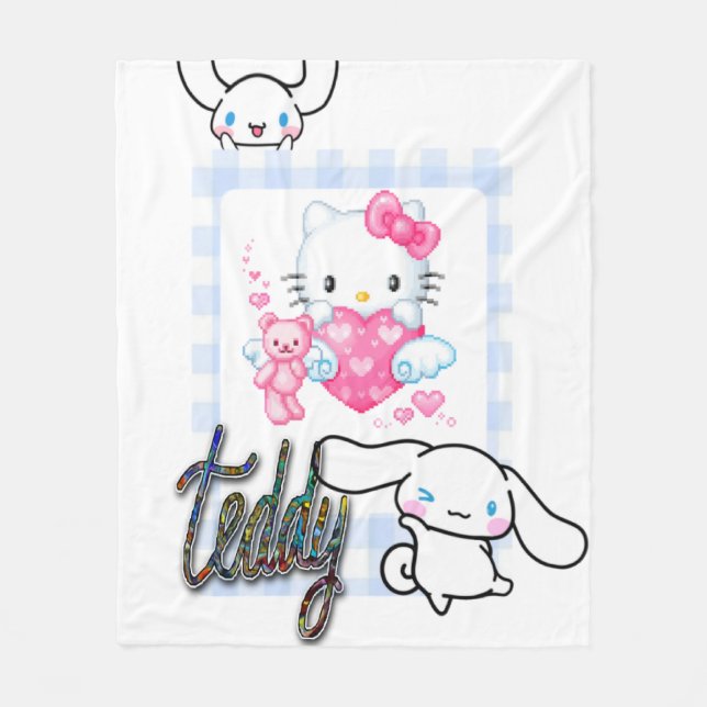 Kitten Teddy  Fleece Blanket (Front)