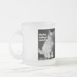 Kitten thinks of murder all day frosted glass coffee mug