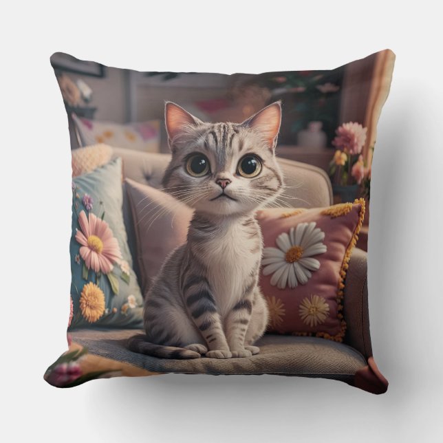 Kitten Throw Pillow (Front)