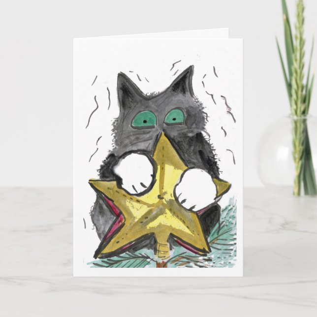 Kitten...Top of the Tree Holiday Card (Front)