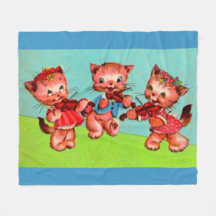 kitten violinists trio print fleece blanket