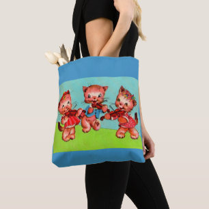 kitten violinists trio tote bag