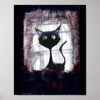 Kitten Watching Pluie from Window .. affiche de l'