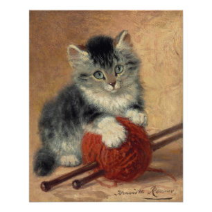 Kitten with a ball of wool CC1174 Ronner-Knip Poster